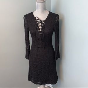 GUESS LOS ANGELES lace long sleeve black cocktail dress size 10 NWT wedding